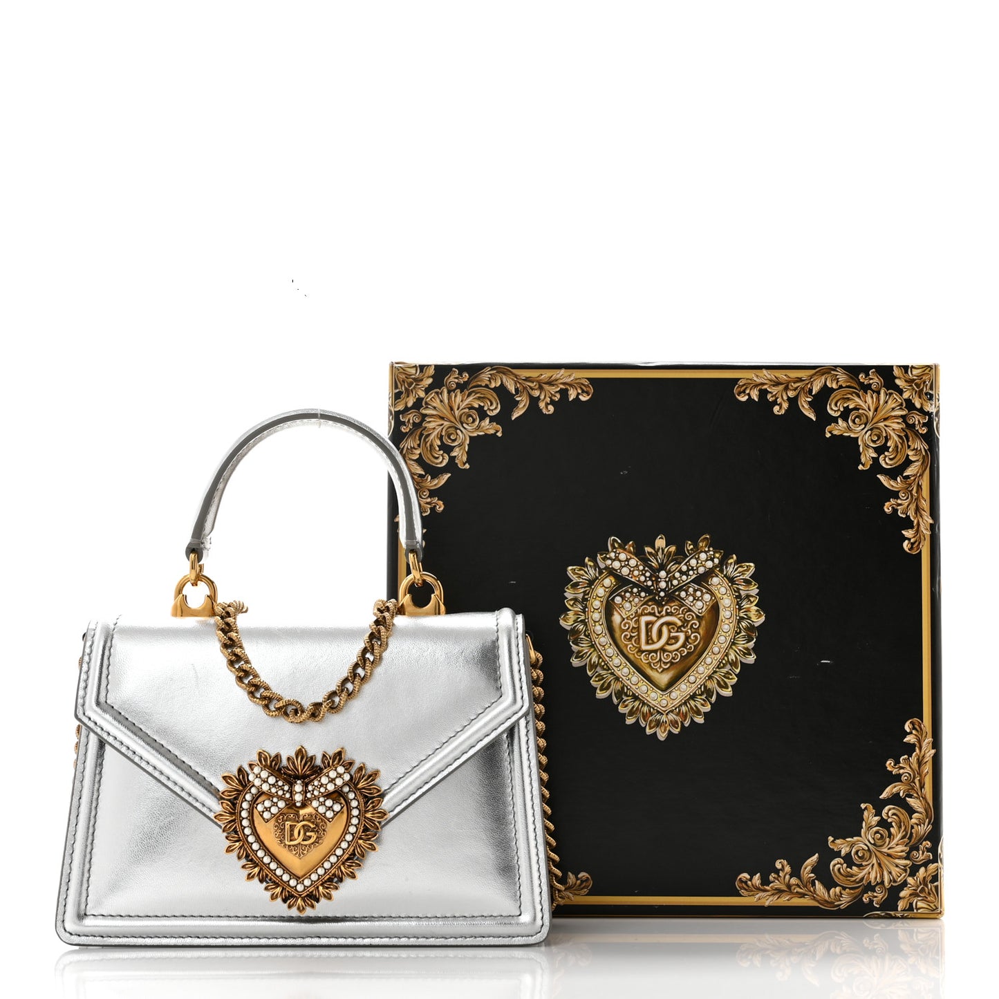 Metallic Nappa Small Devotion Top Handle Bag Silver