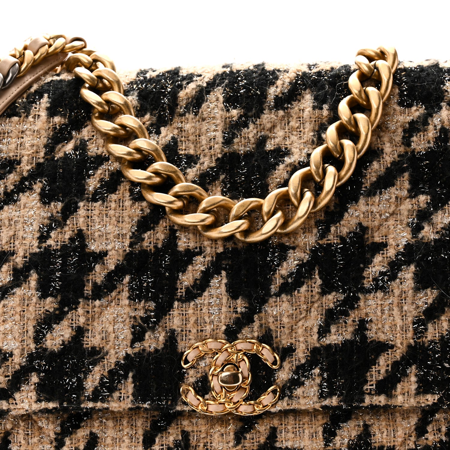 Chanel Tweed Maxi Chanel 19 Flap Beige Black 8 of 10