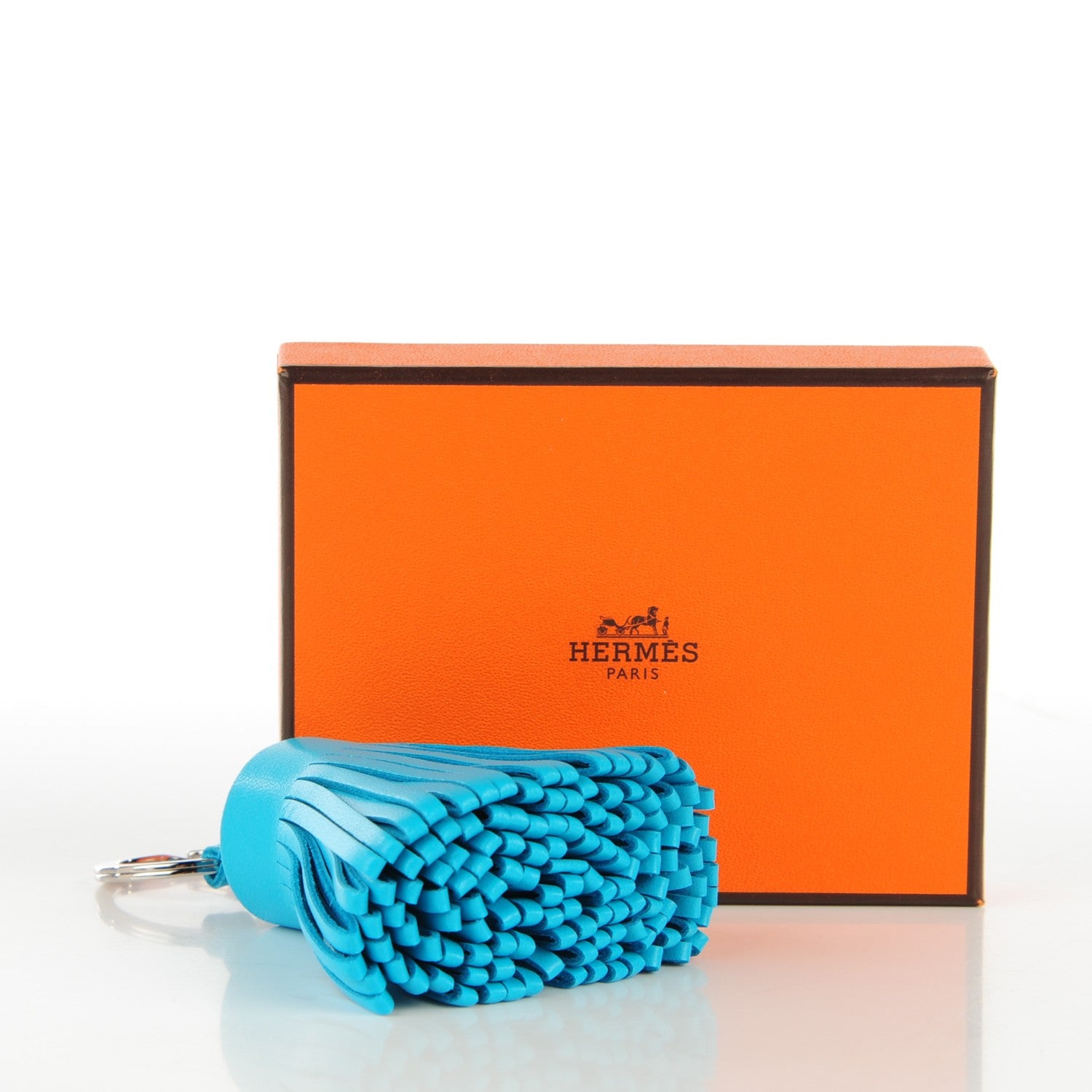 Hermes Lambskin Carmen Tassel Key Holder Bleu Azteque 4 of 5