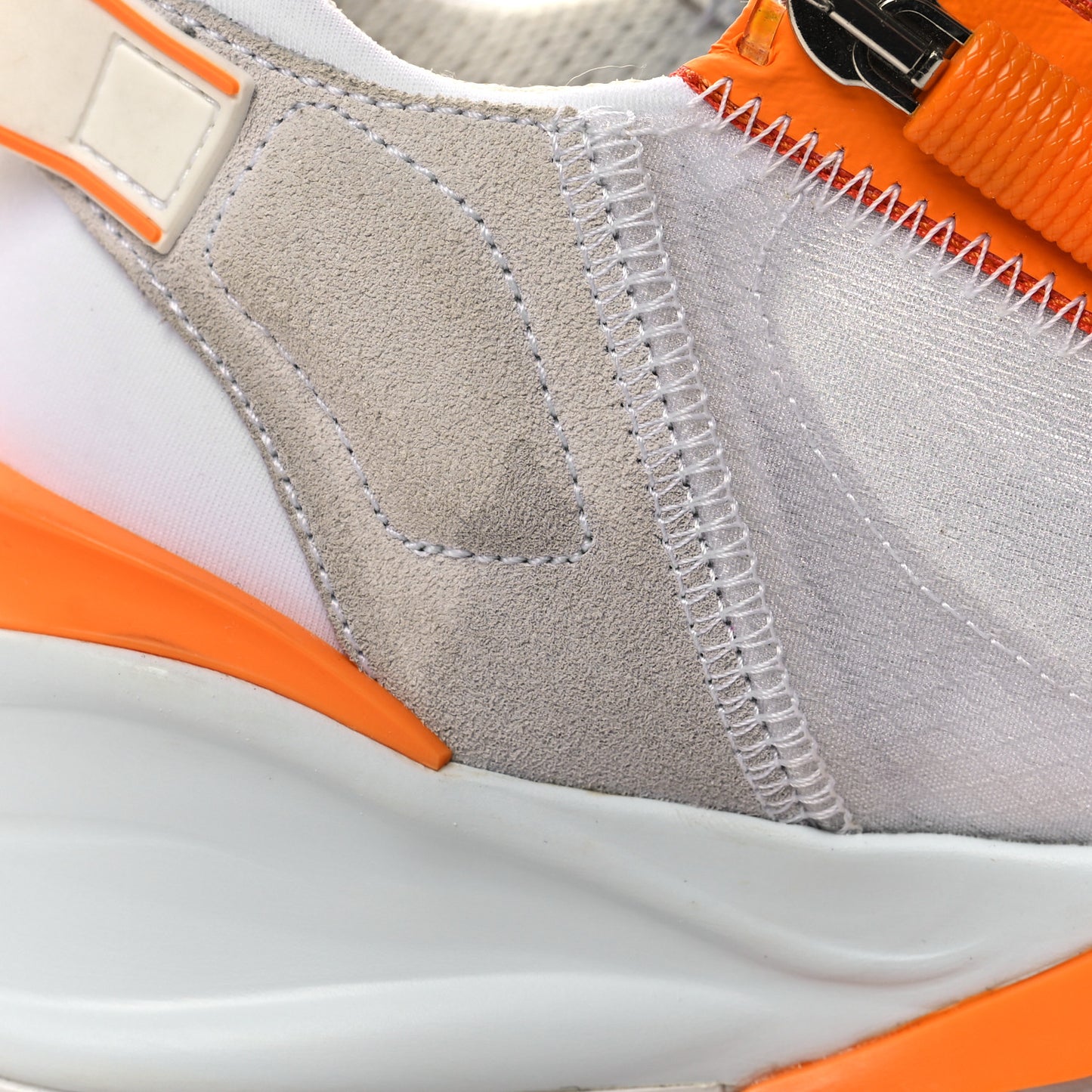 Nylon Suede Transparent Fendi Flow Low Top Sneakers 36 White Orange