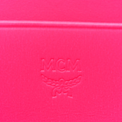 MCM Visetos Wristlet Zip Pouch Neon Pink 6 of 10
