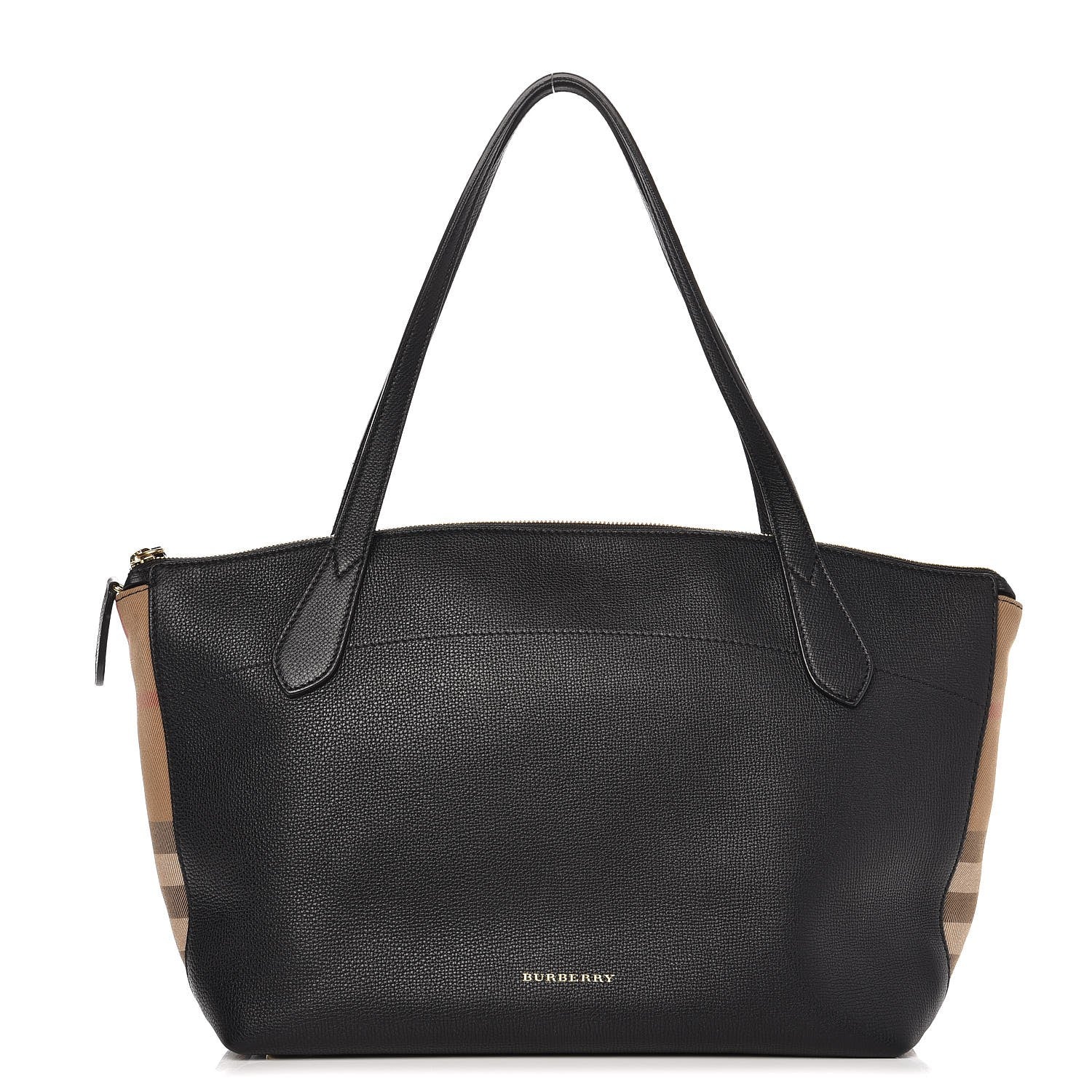 Burberry Derby Calfskin House Check Medium Welburn Tote Black 1 of 10