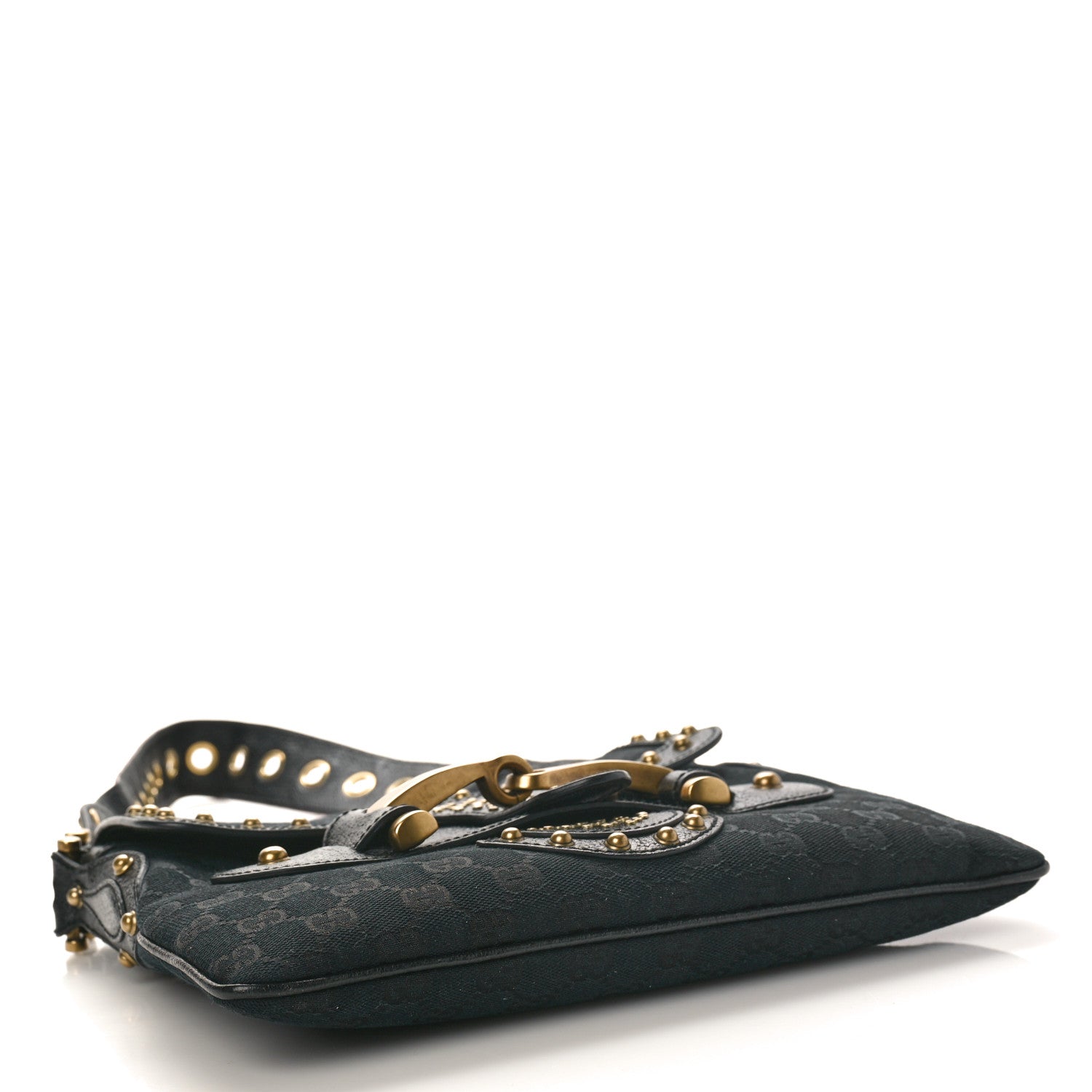 Gucci Monogram Studded Pelham Runway Flap Bag Black 4 of 8