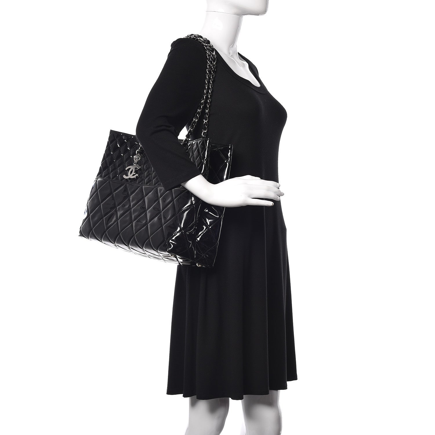Chanel Vinyl Quilted Large In The Business Tote Black 2 of 14