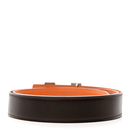 Hermes Togo Box 32mm H Belt 85 34 Orange Chocolate 4 of 17