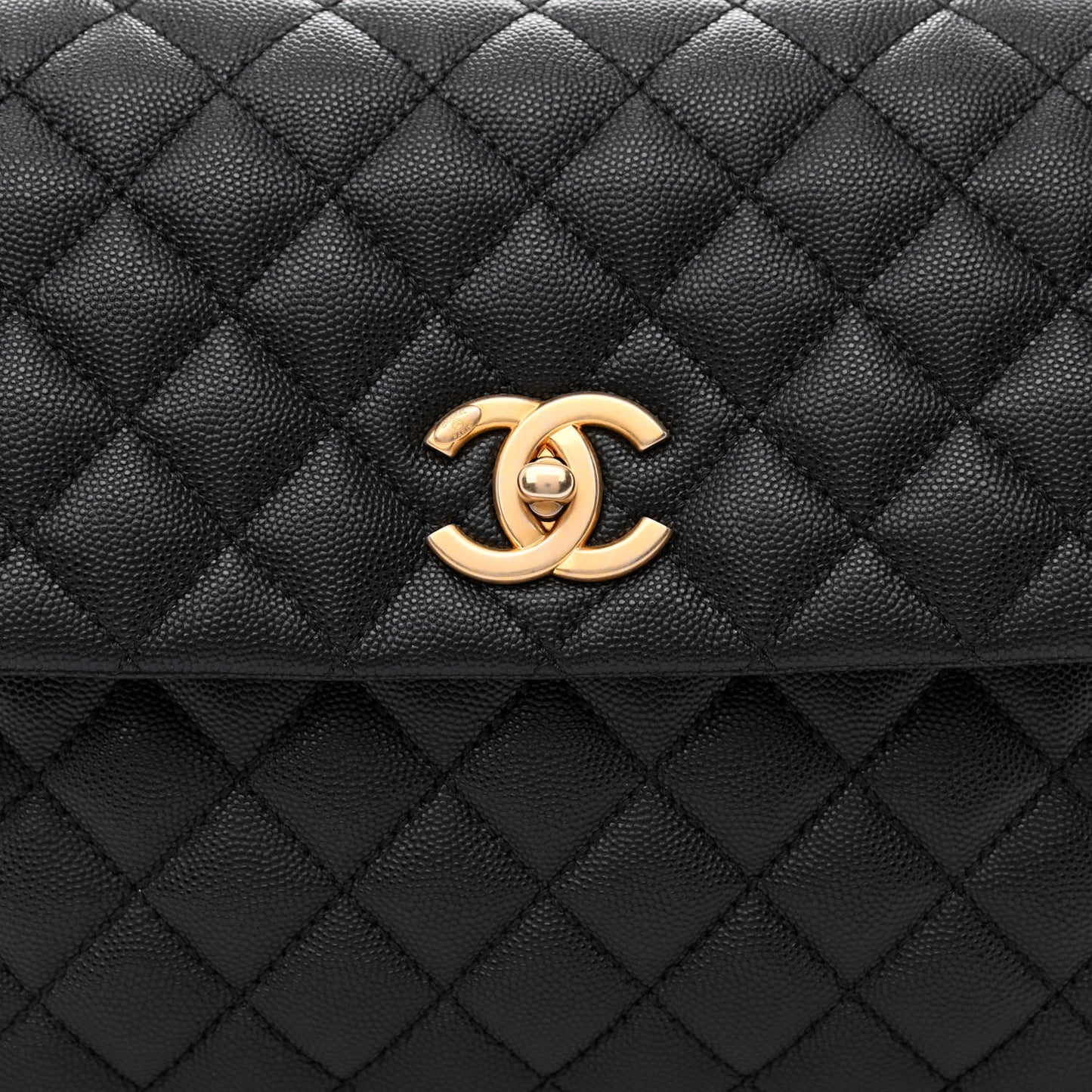 Caviar Quilted Medium Coco Handle Flap Black