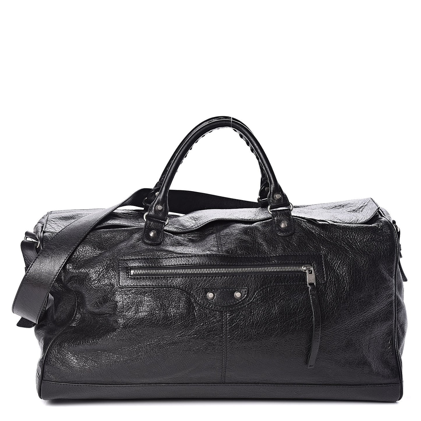 Agneau Classic Silver Hardware S Squash Boston Black