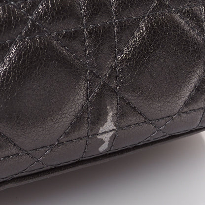 Christian Dior Metallic Grained Calfskin Cannage Small Lady Dior Gunmetal 11 of 11