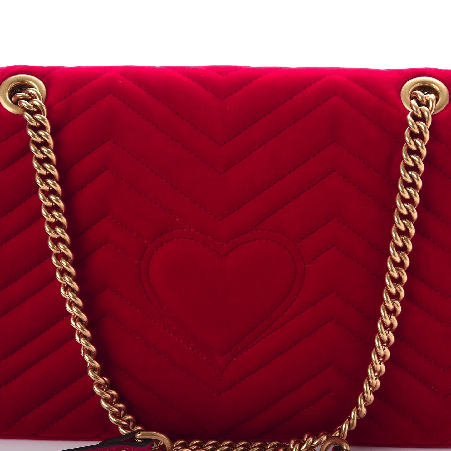 Velvet Matelasse Medium GG Marmont Shoulder Bag Hibiscus Red
