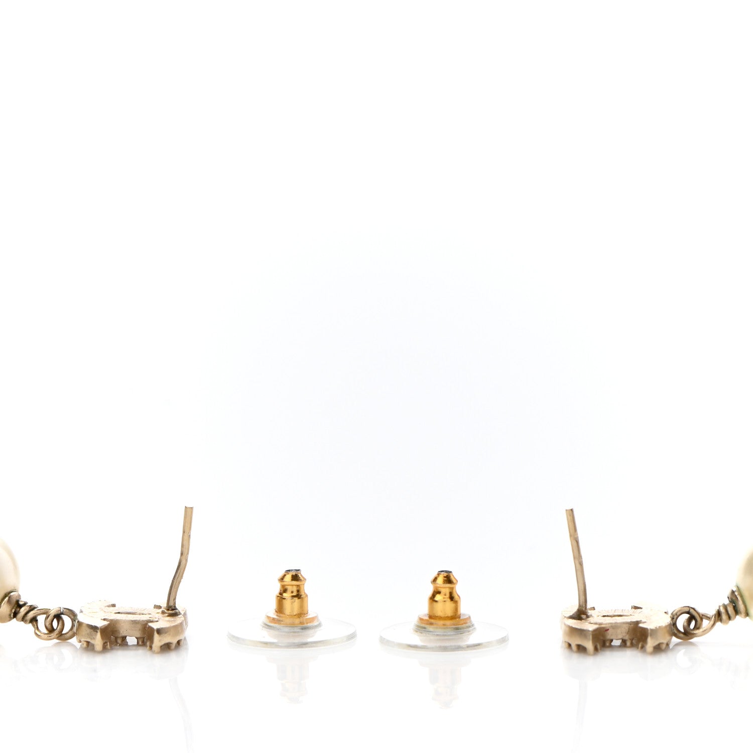 Chanel Crystal Pearl CC Drop Earrings Gold 3 of 6