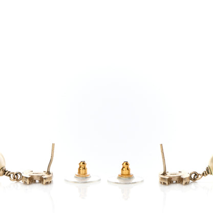Chanel Crystal Pearl CC Drop Earrings Gold 3 of 6