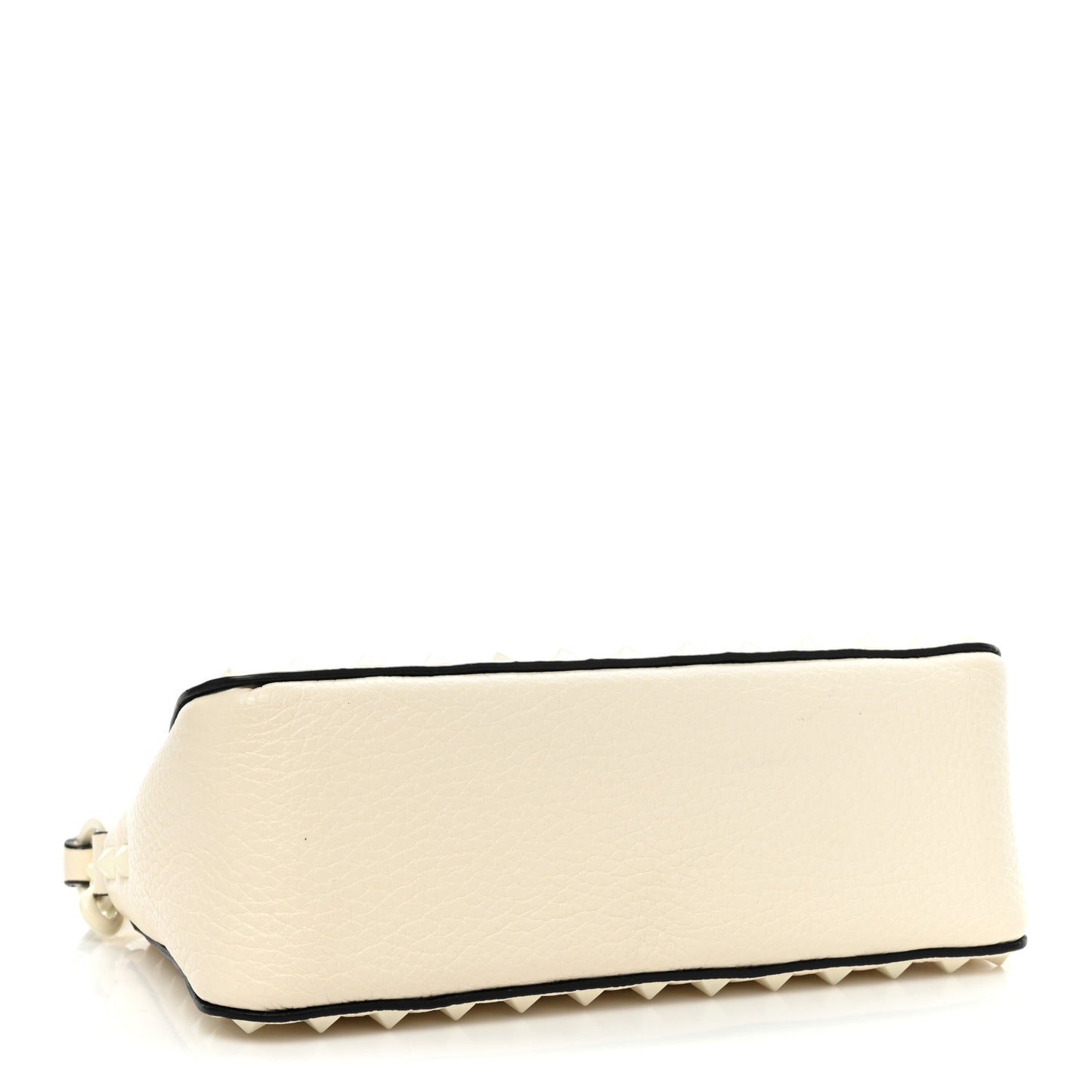 Pebbled Calfskin Monochrome Small Rockstud Flip Lock Shoulder Bag Ivory