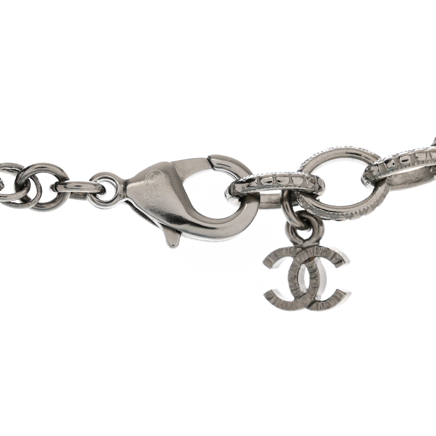 Chanel Ruthenium Pearl CC Round Pendant Necklace 4 of 4