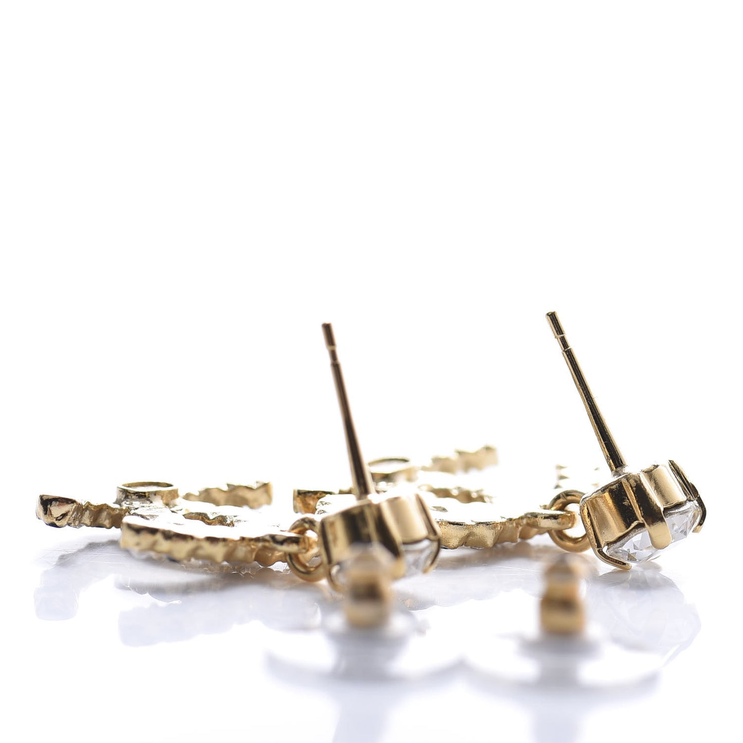 Resin Crystal Pearl CC Drop Earrings Gold Black