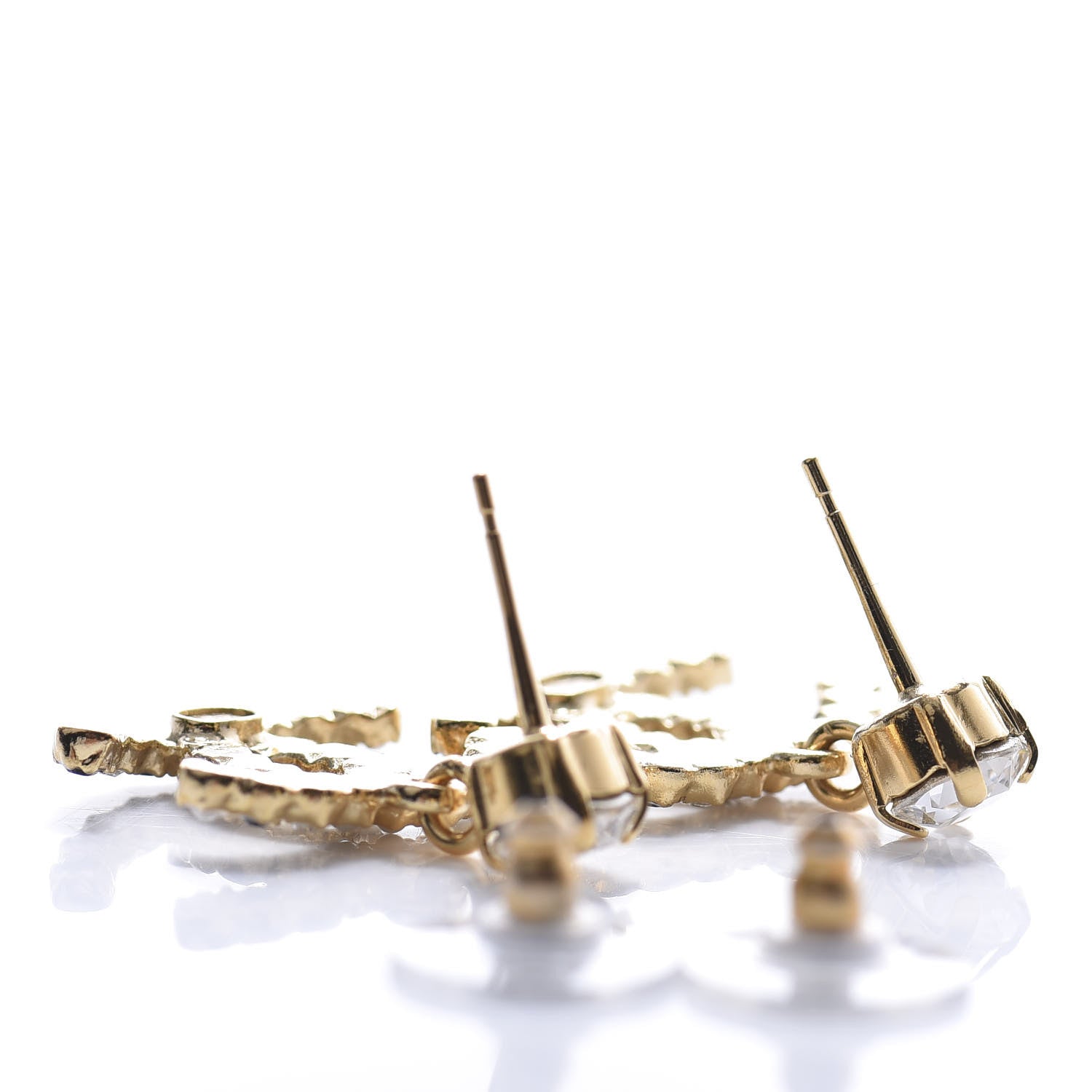 Chanel Resin Crystal Pearl CC Drop Earrings Gold Black 3 of 4
