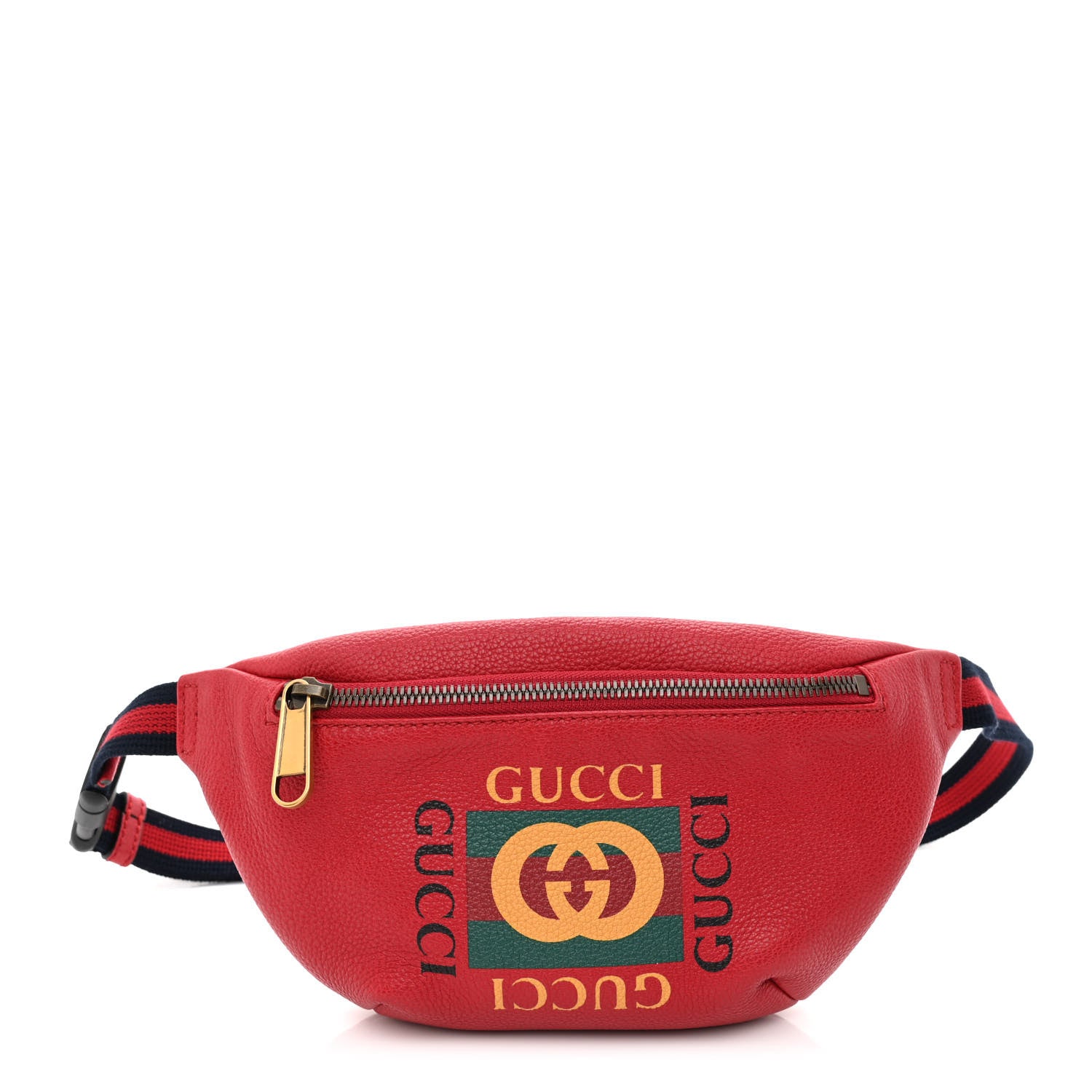 Gucci Grained Calfskin Small Logo Belt Bag Hibiscus Red 1 of 9
