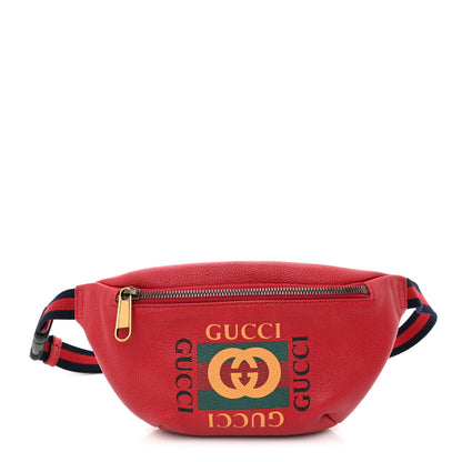 Gucci Grained Calfskin Small Logo Belt Bag Hibiscus Red 1 of 9