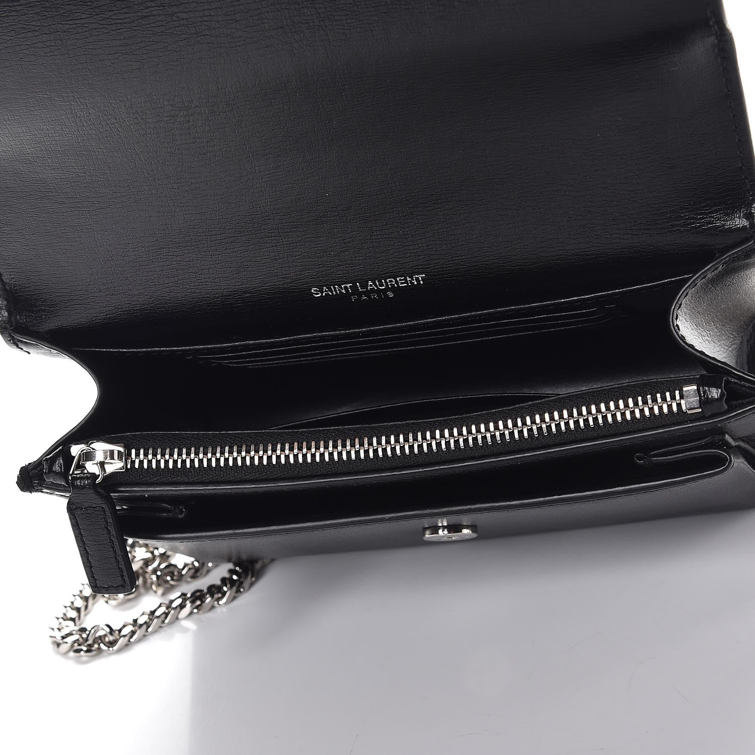 Saint Laurent Calfskin Monogram Sunset Chain Wallet Black 5 of 9