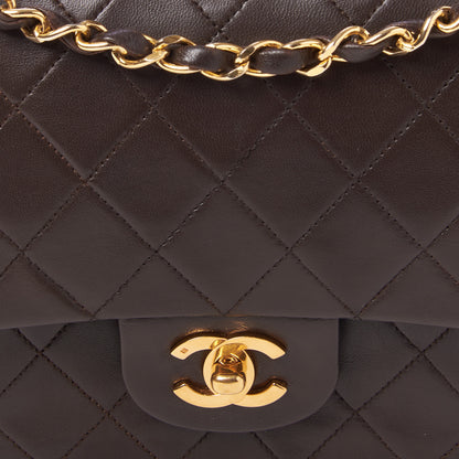 Chanel Lambskin Quilted Medium Double Flap Dark Brown 6 of 9