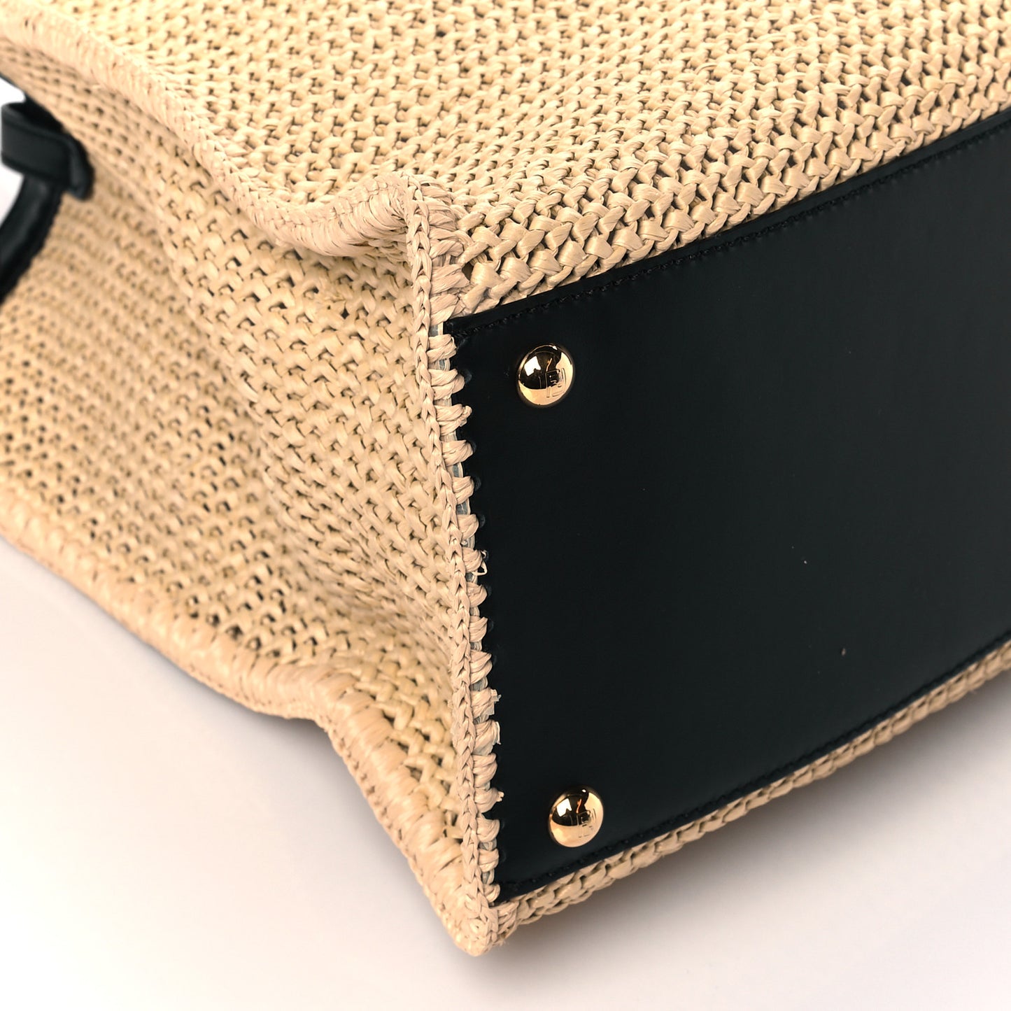 Raffia Vitello King Macrame Mesh Large Peekaboo X-Tote Natural Black Cuoio