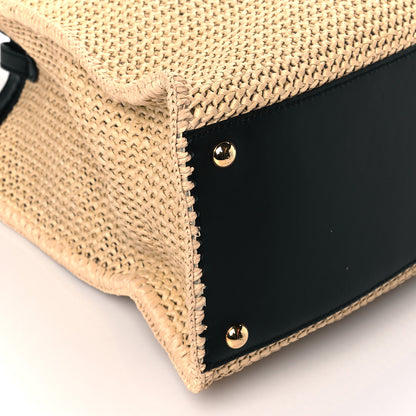Fendi Raffia Vitello King Macrame Mesh Large Peekaboo X-Tote Natural Black Cuoio 8 of 9