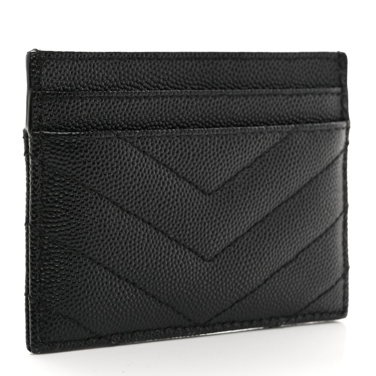 Grain De Poudre Matelasse Chevron Monogram Credit Card Case Black