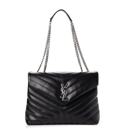 Saint Laurent Calfskin Y Quilted Monogram Medium Loulou Chain Satchel Black 1 of 8