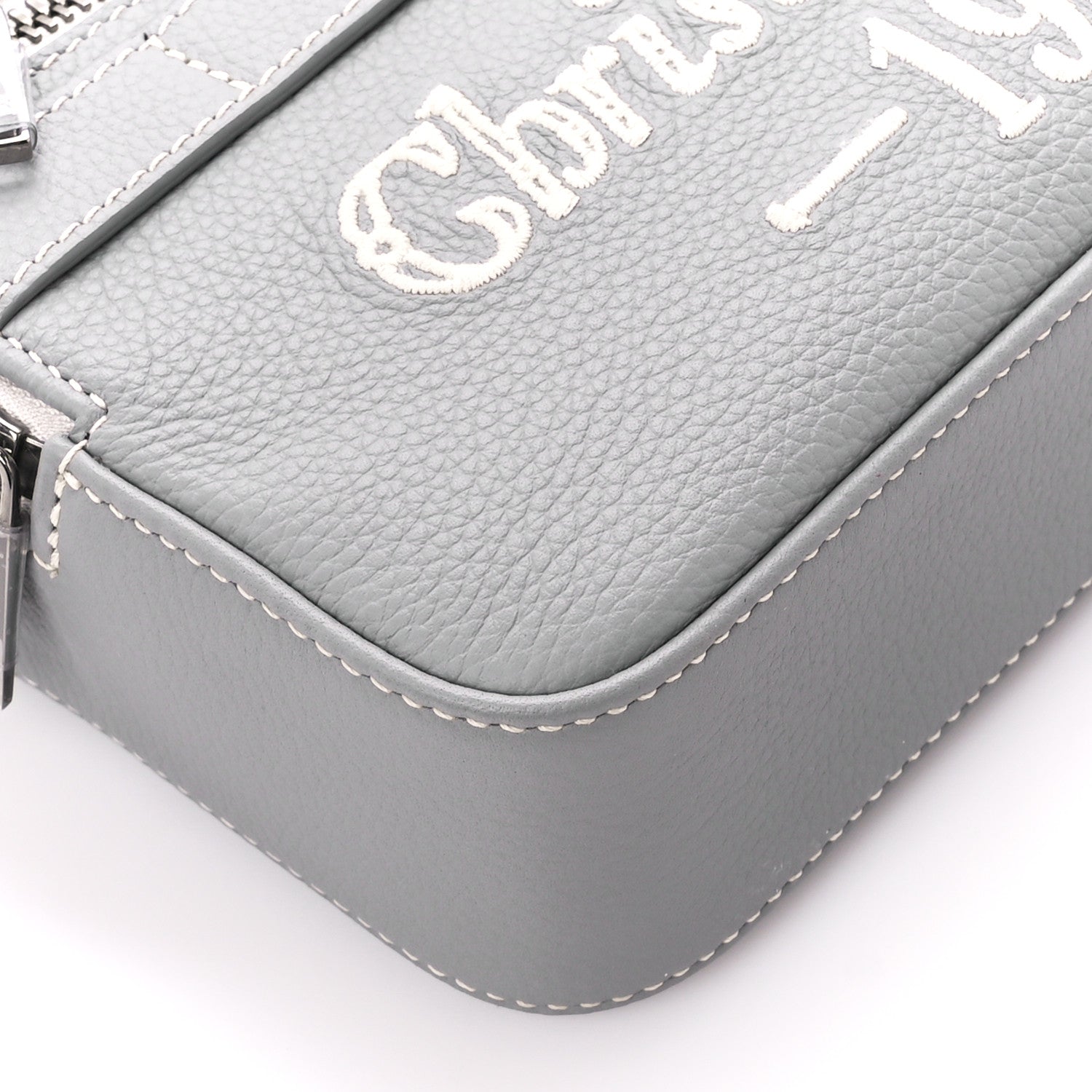 Christian Dior X BIRKENSTOCK Grained Calfskin Embroidered Safari Messenger Grey White 9 of 10