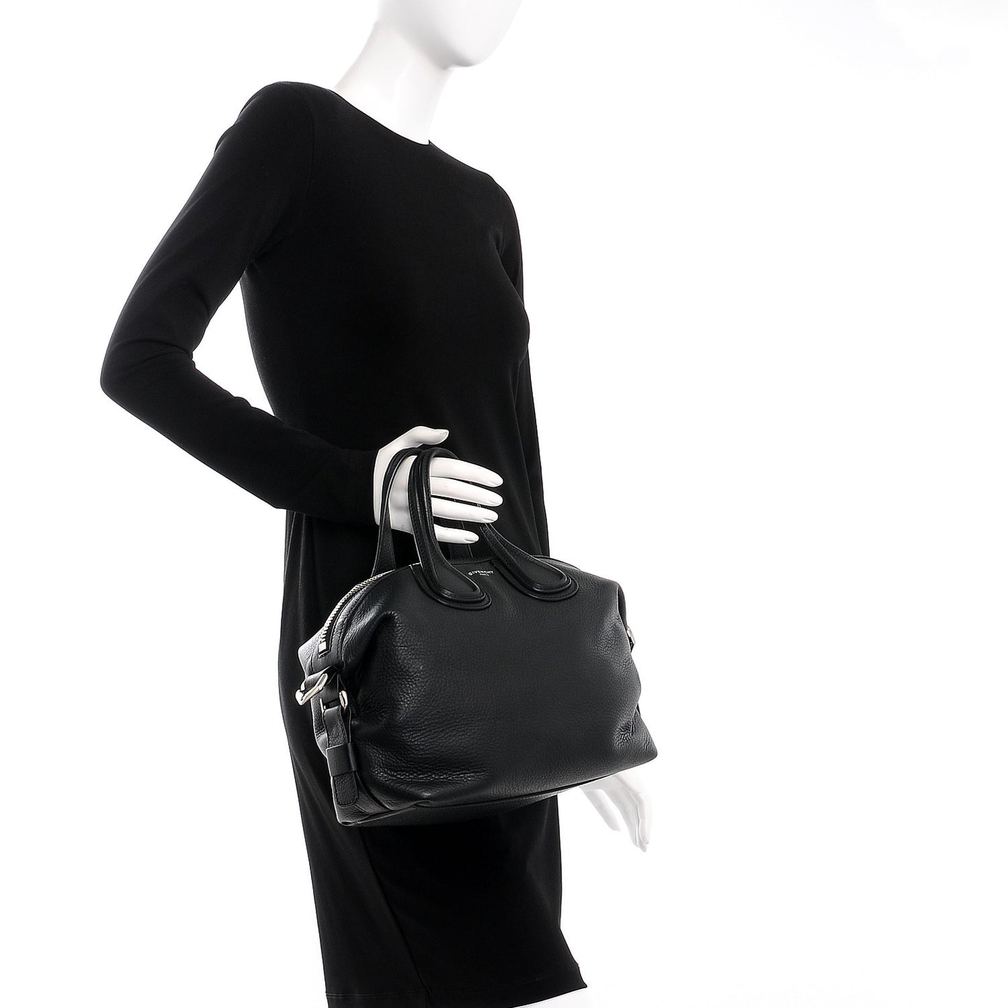Pebbled Calfskin Small Nightingale Black