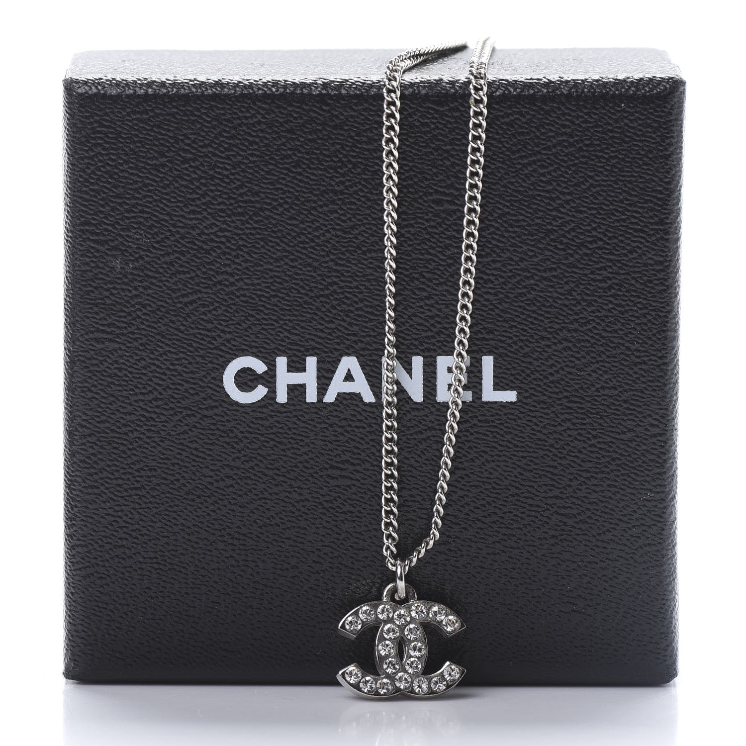 Chanel Crystal CC Necklace Silver 5 of 5