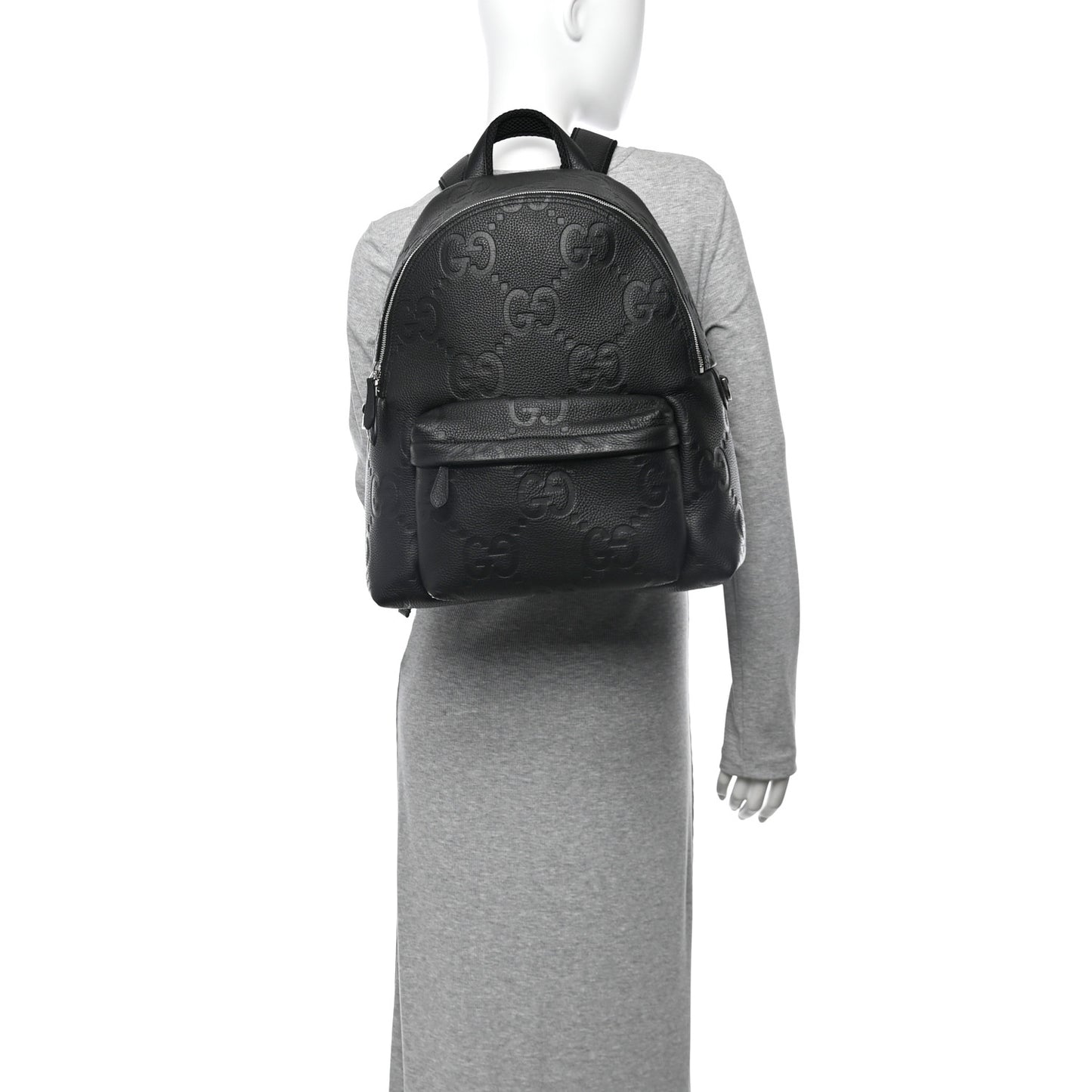 Calfskin Jumbo GG Embossed Medium Backpack Black