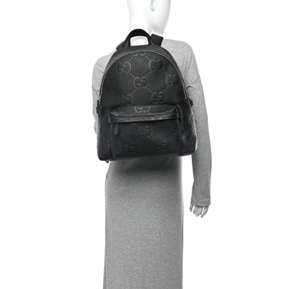 Gucci Calfskin Jumbo GG Embossed Medium Backpack Black 2 of 10