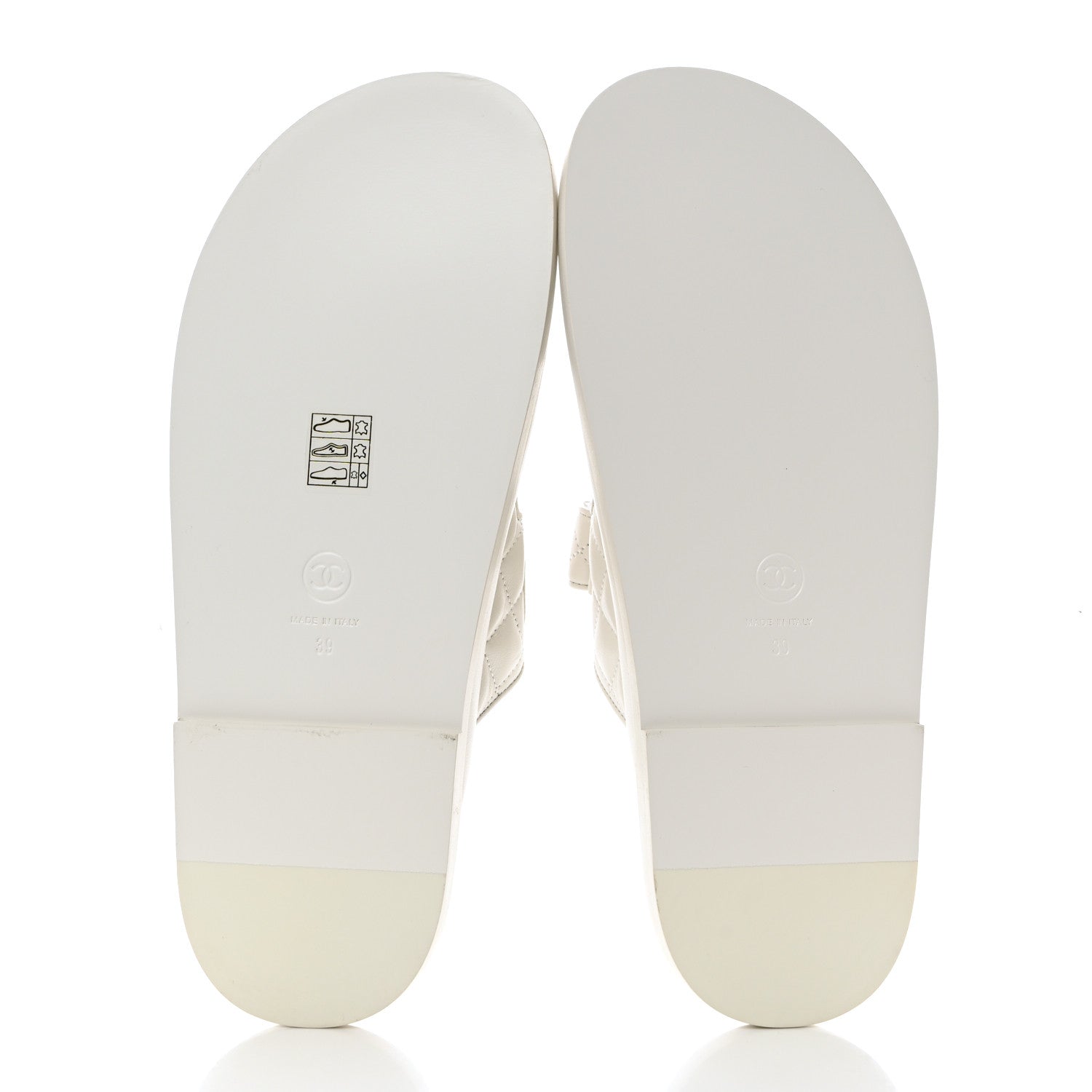 Chanel Lambskin Quilted Velcro Dad Chain CC Slide Sandals 39 White 5 of 9