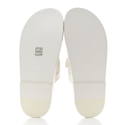 Chanel Lambskin Quilted Velcro Dad Chain CC Slide Sandals 39 White 5 of 9