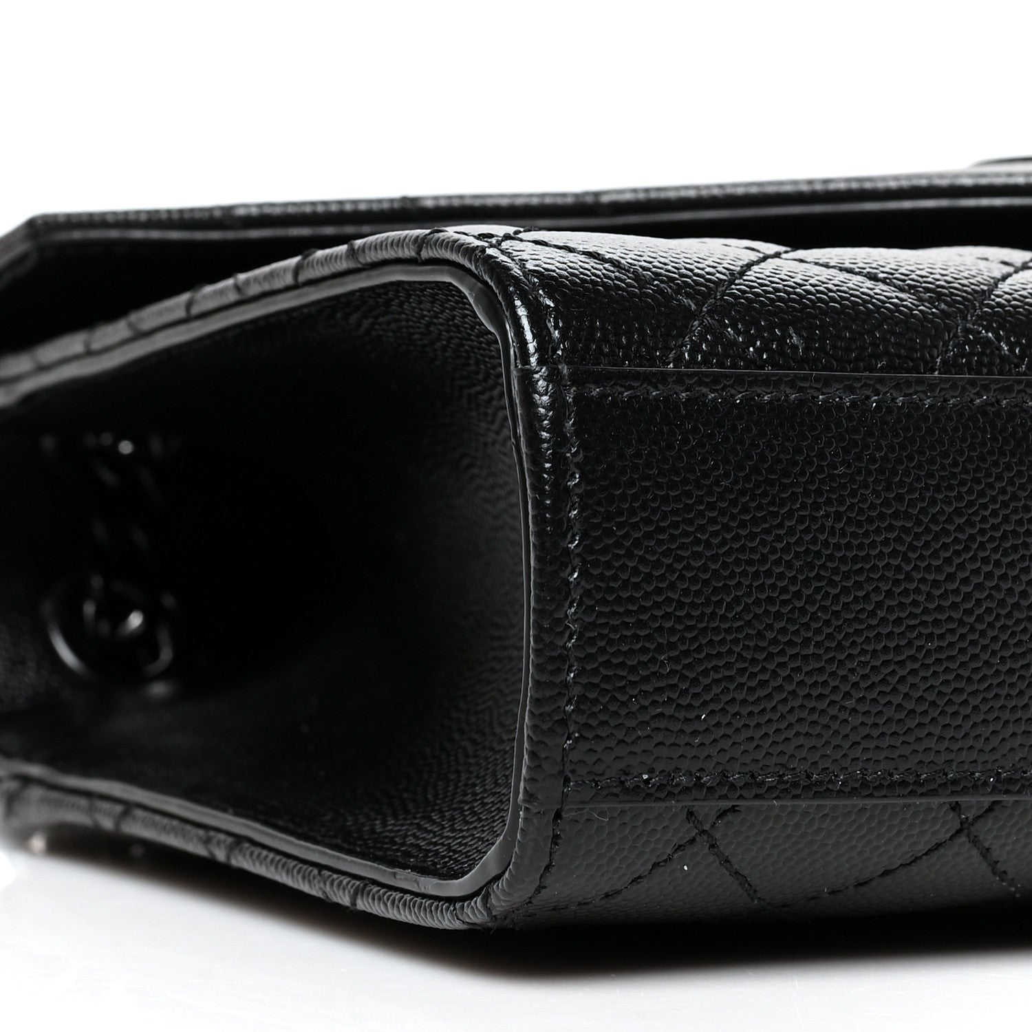 Saint Laurent Grain De Poudre Textured Mixed Matelasse Triquilt Medium Monogram Satchel Black 8 of 9