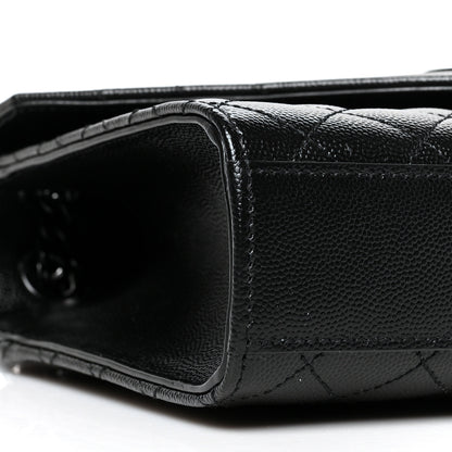 Saint Laurent Grain De Poudre Textured Mixed Matelasse Triquilt Medium Monogram Satchel Black 8 of 9