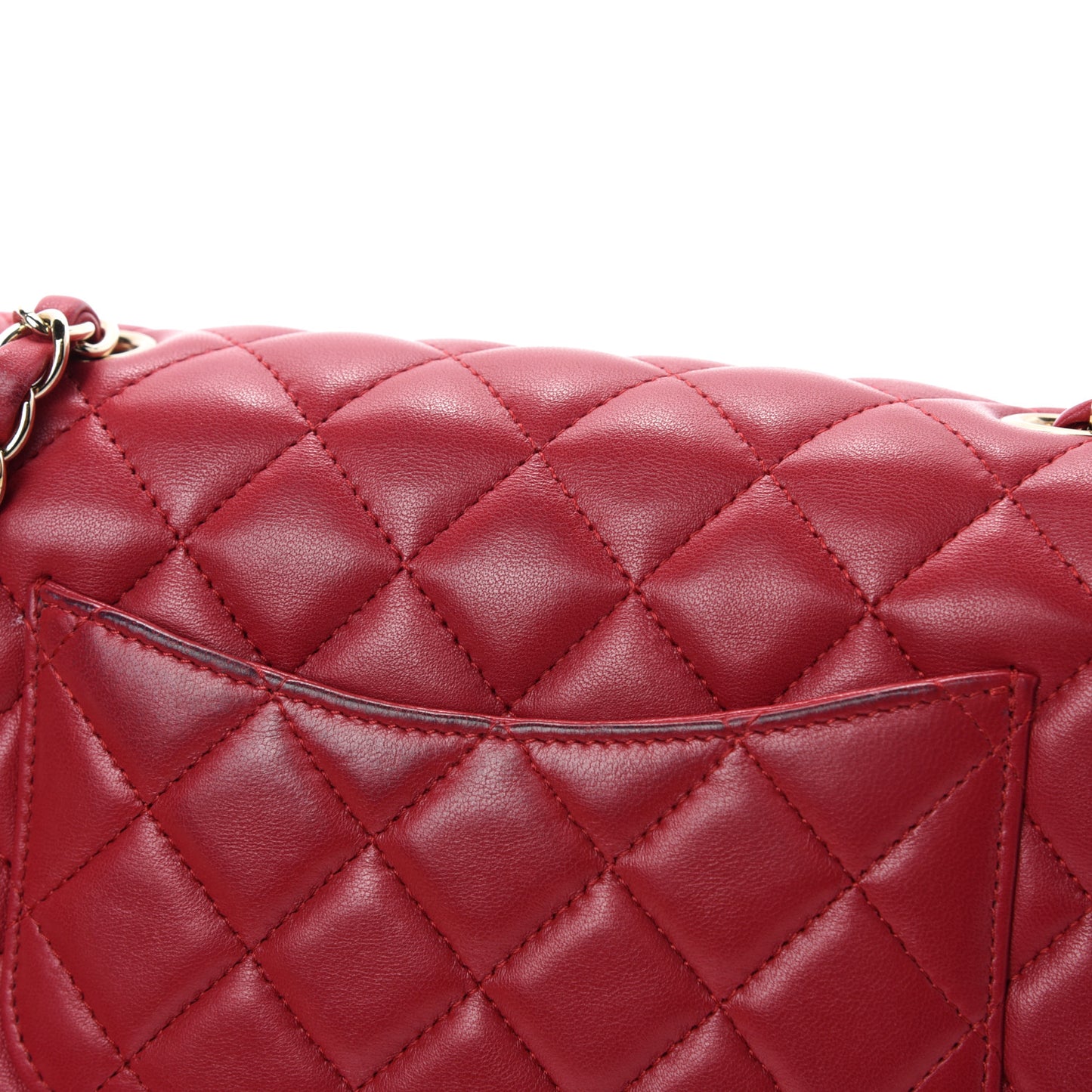 Lambskin Quilted Mini Rectangular Flap Red