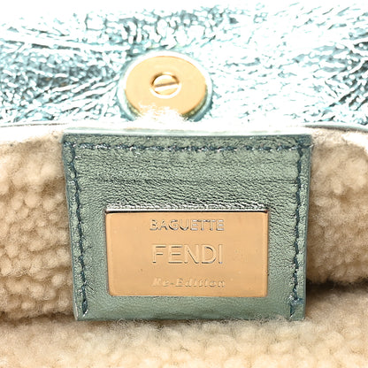 Fendi Metallic Lambskin Sheepskin Fur Re-Edition 2005-2006 Baguette Light Blue 6 of 11
