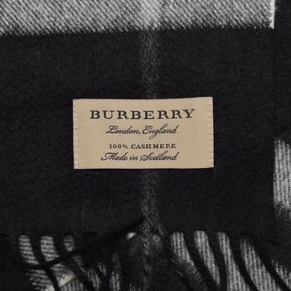 Burberry Cashmere Giant Check Fringe Scarf Black 5 of 5
