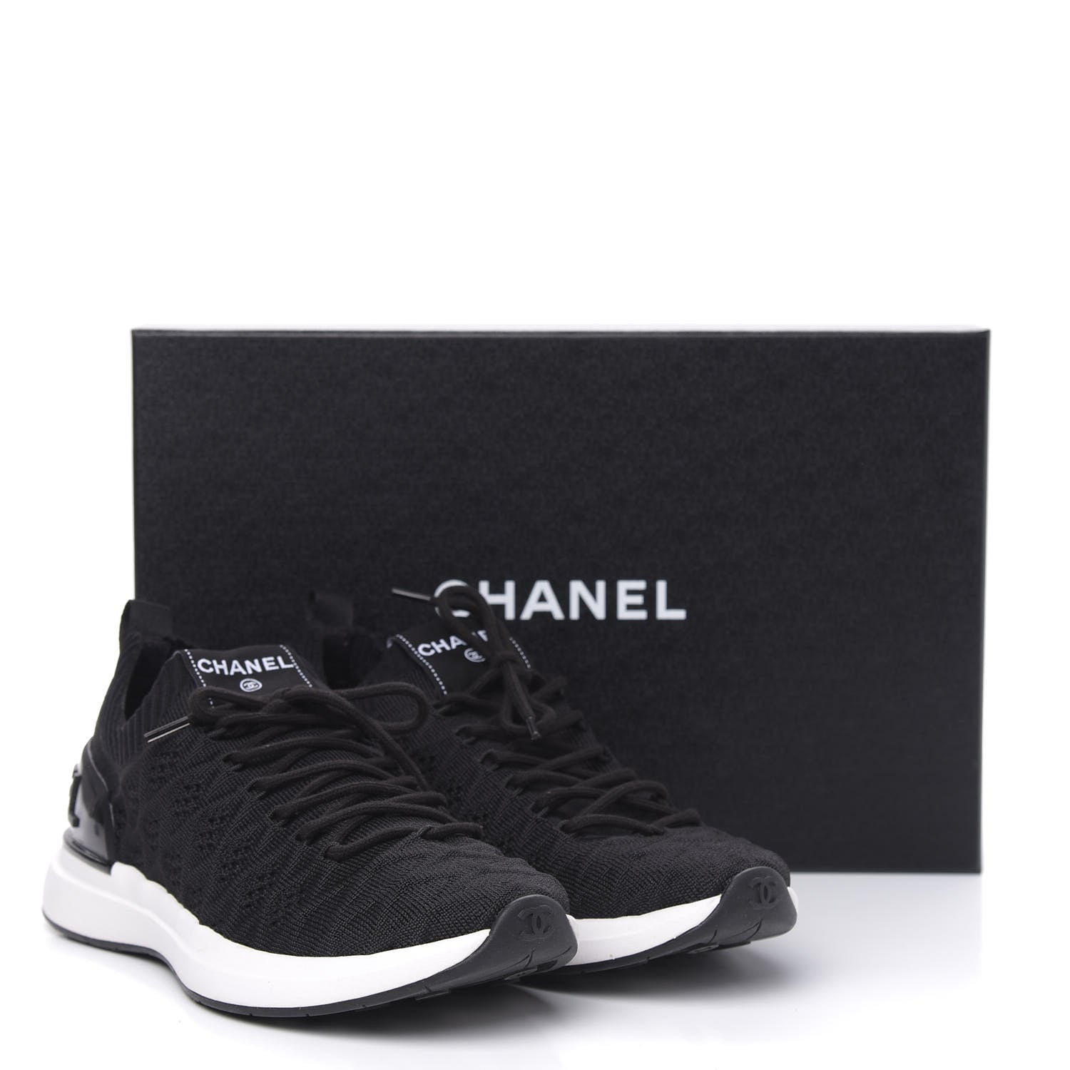 Chanel Fabric Logo Sneakers 38 Black 7 of 7
