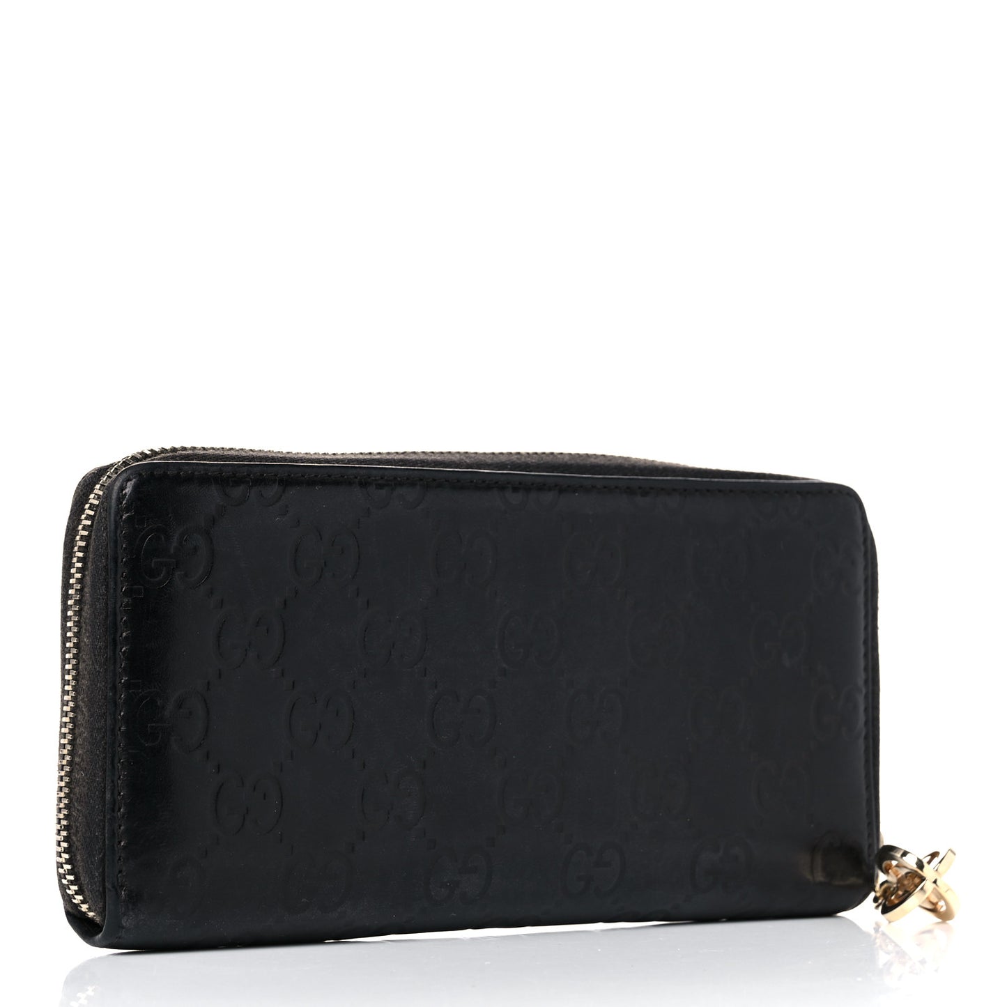 Guccissima Large Twins Zip Around Wallet Black