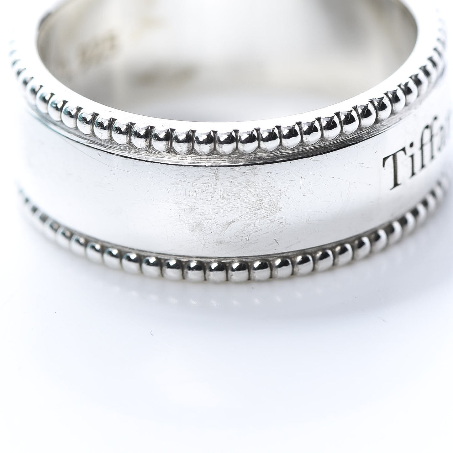 Sterling Silver Milgrain Logo Band Ring 54 7