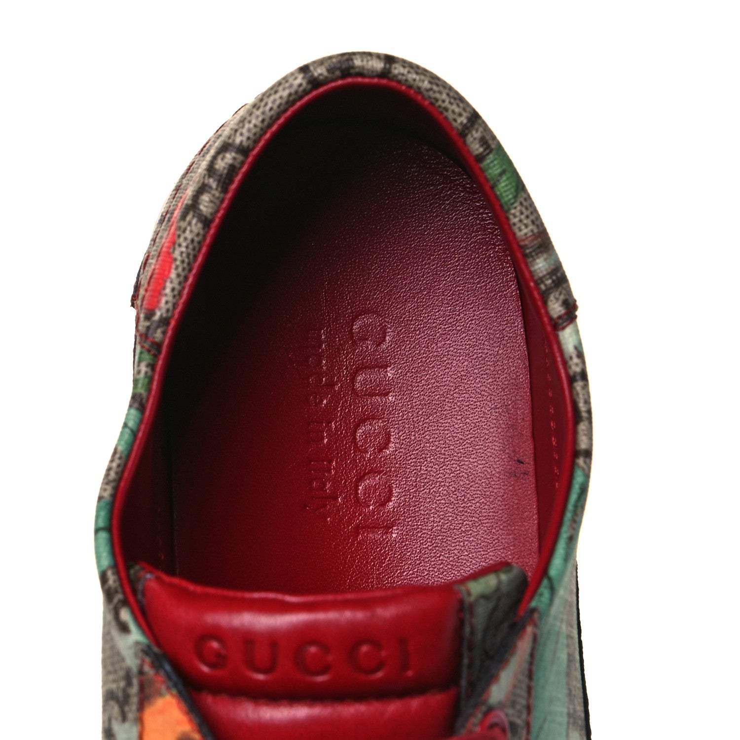 Gucci GG Supreme Monogram Tian Mens Low Top Sneakers 7.5 Beige Multicolor Red 7 of 9