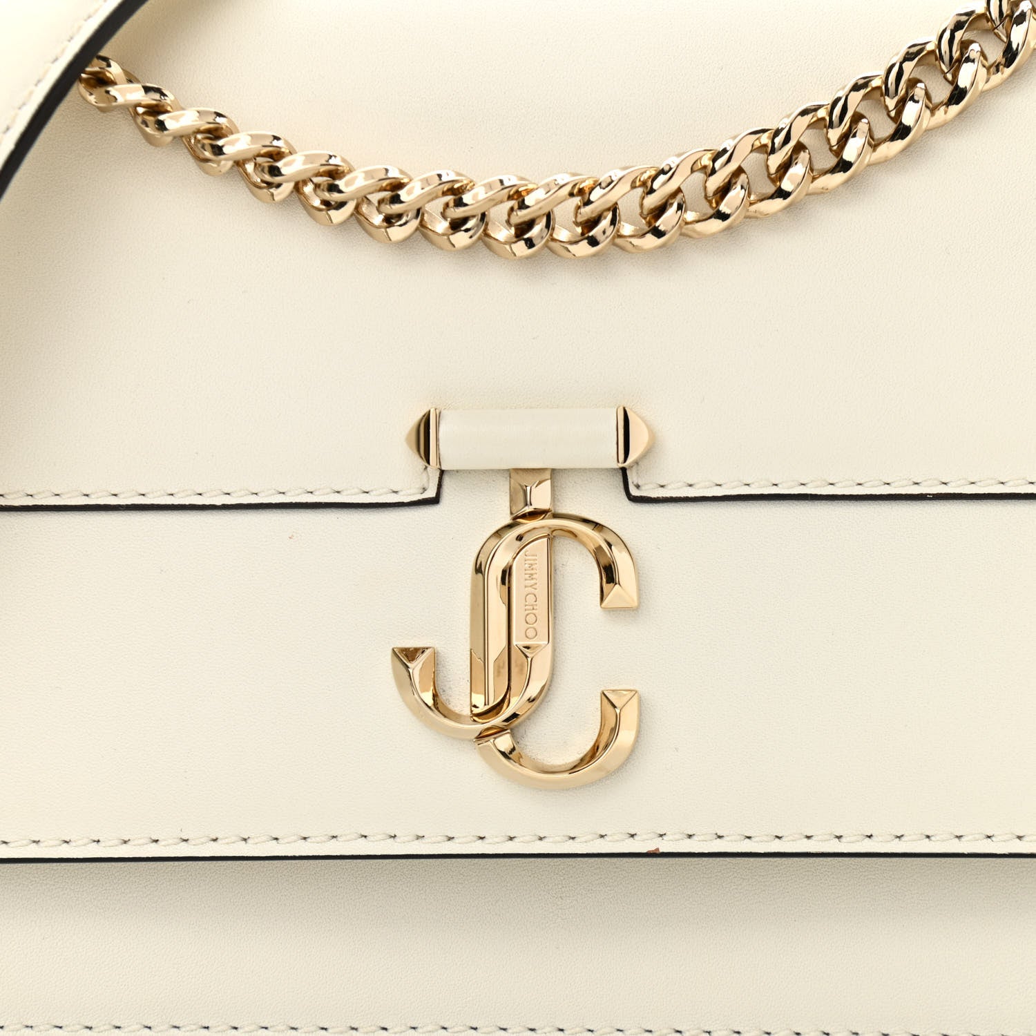 Jimmy Choo Shiny Calfskin Medium Varenne Shoulder Bag Latte 7 of 12
