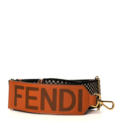 Fendi Ribbon Vitello King Logo Embossed Gingham Woven Adjustable Strap You Panna Black Cuoio 1 of 7