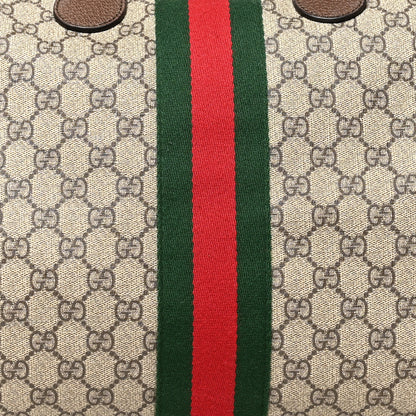 Gucci GG Supreme Monogram Textured Dollar Calfskin Web Medium Ophidia Carry-On Duffle Bag Beige Ebony New Acero 9 of 13