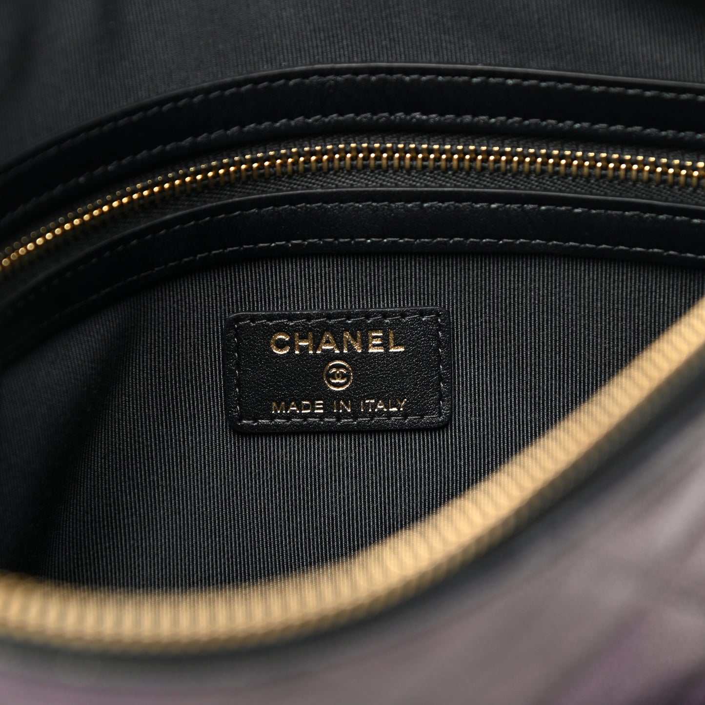Iridescent Caviar Medium Night by the C Pouch Clutch Black