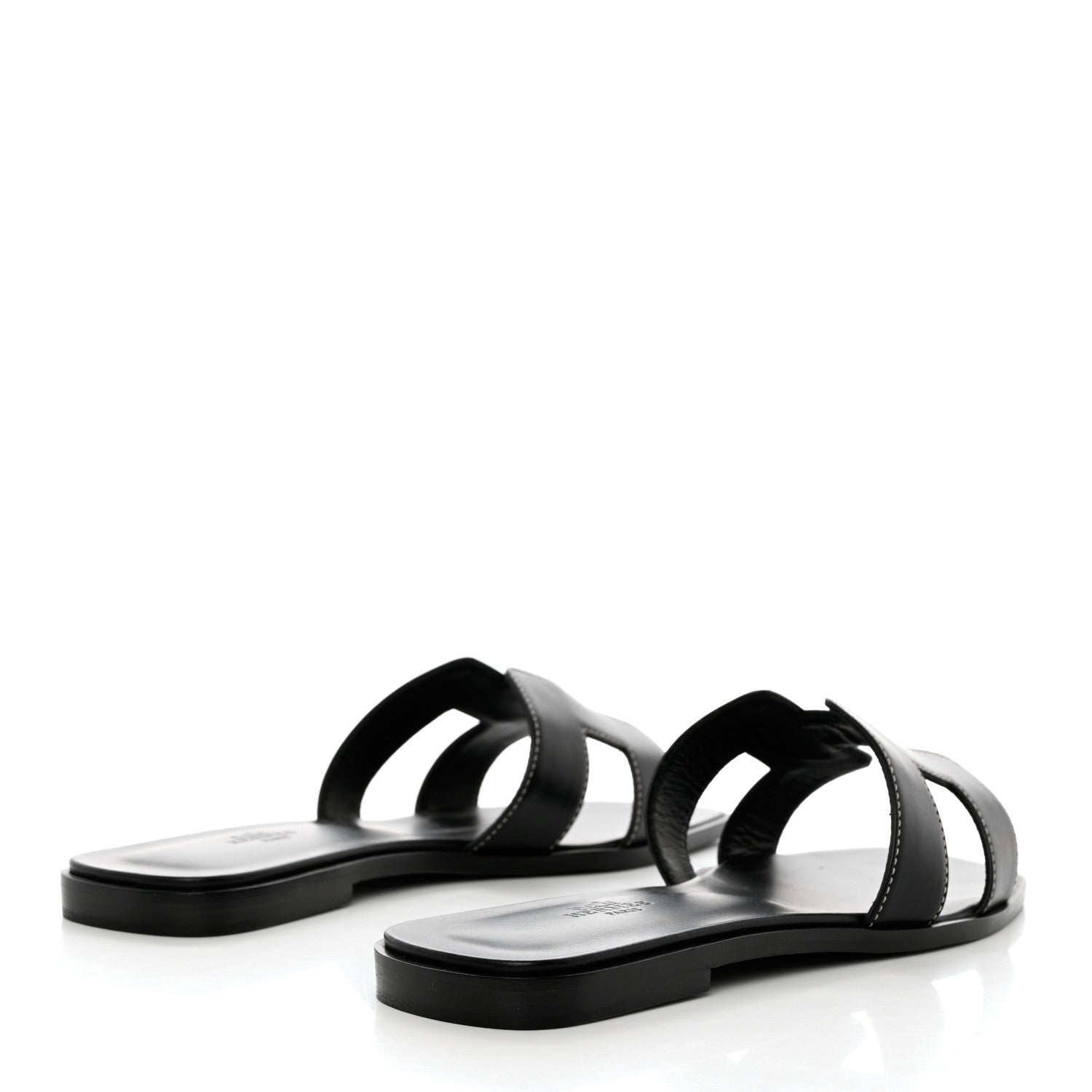 Hermes Box Calfskin Oran Sandals 39.5 Black 4 of 10