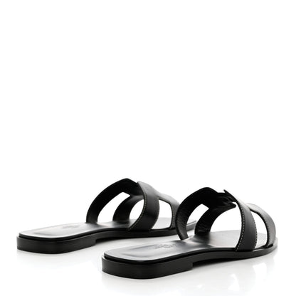 Hermes Box Calfskin Oran Sandals 39.5 Black 4 of 10