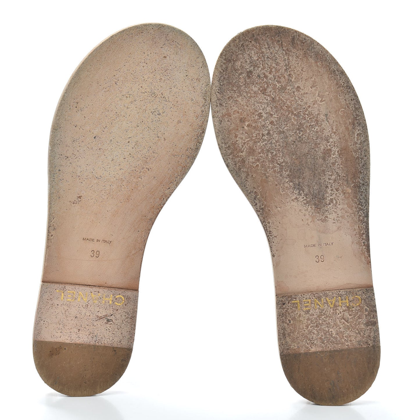 Lambskin CC Chain Thong Sandals 39 Beige